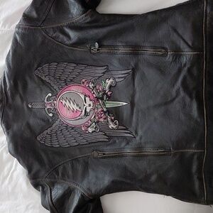 Grateful Dead Leather Jacket - Black and Brown